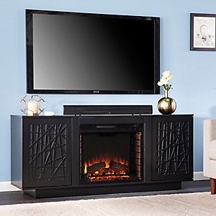 SEI Furniture Rayelland Electric Media Fireplace w/ Storage - Black, , rollover