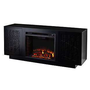 SEI Furniture Rayelland Electric Media Fireplace w/ Storage - Black, , large