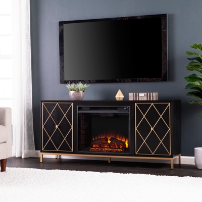 Glam tv deals stand with fireplace