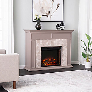 SEI Furniture Lordeston Marble Tiled Electric Fireplace - Gray, , rollover