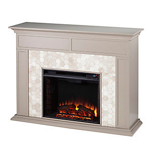 SEI Furniture Lordeston Marble Tiled Electric Fireplace - Gray, , large