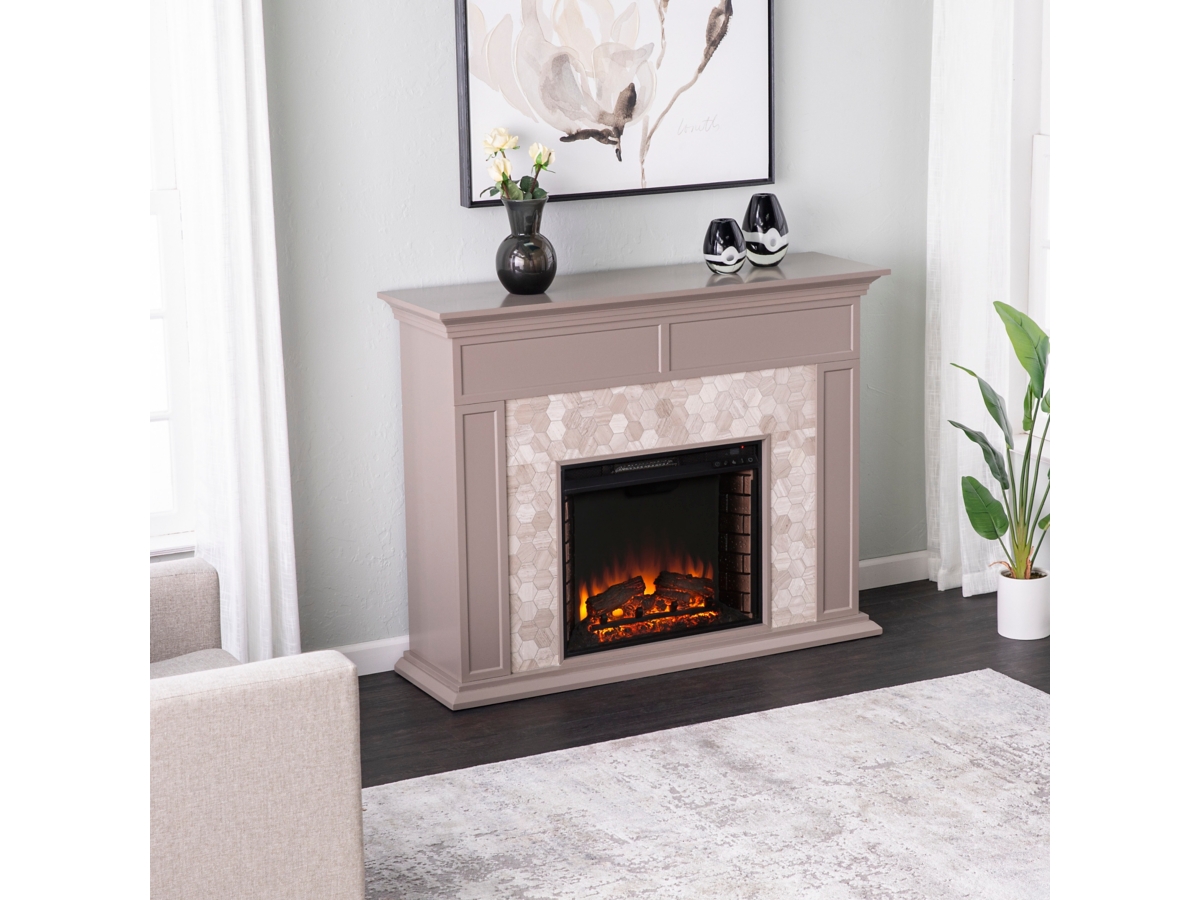 Southern Enterprises Furniture Lordeston Electric Fireplace Mantel