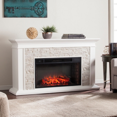 Southern Enterprises Furniture Brook Manor Electric Fireplace Mantel, Fresh White