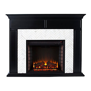 SEI Furntiure Lordeston Marble Tiled Electric Fireplace, , large