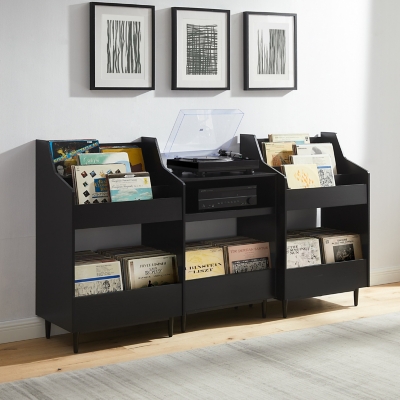 Crosley Furniture Liam 84" Player Stand And Vinyl Storage Set, , rollover