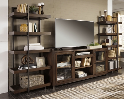 Starmore 3-Piece Entertainment Center with 70 TV Stand, Brown/Gunmetal