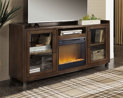 "Starmore 70" TV Stand with Electric Fireplace", Brown