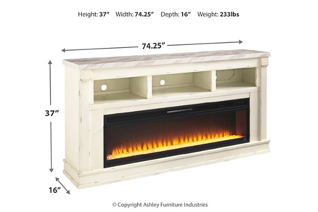 Electric Fireplace Ashley Furniture, Distressed White Tv Console With Fireplace