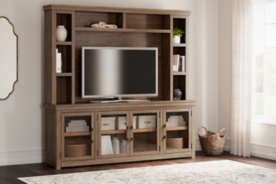 W738W1 Boardernest 85 TV Stand with Hutch, Brown sku W738W1