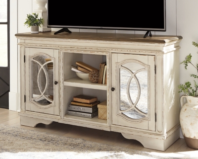 W743-48 Realyn 62 TV Stand, Chipped White sku W743-48