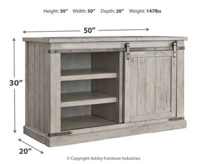 Carynhurst 50" TV Stand, Whitewash, large