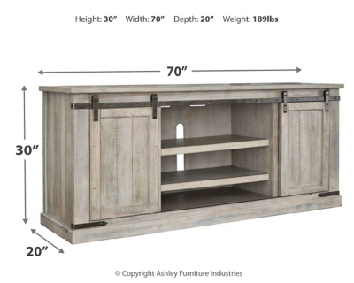 Carynhurst 70" TV Stand, Whitewash, large