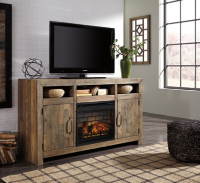 Sommerford 62 TV Stand with Electric Fireplace for Larger Rooms, Brown