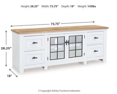 Ashbryn 74" TV Stand Dimensions