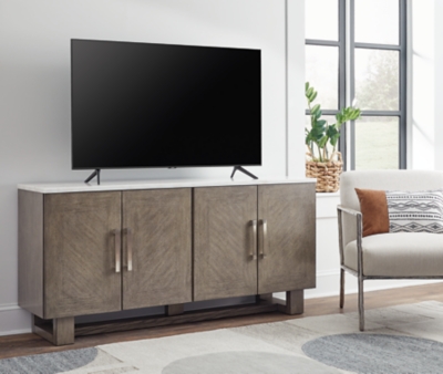 Loyaska 68 TV Stand, Grayish Brown/White