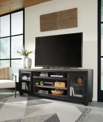 Foyland 83 TV Stand, Black/Brown